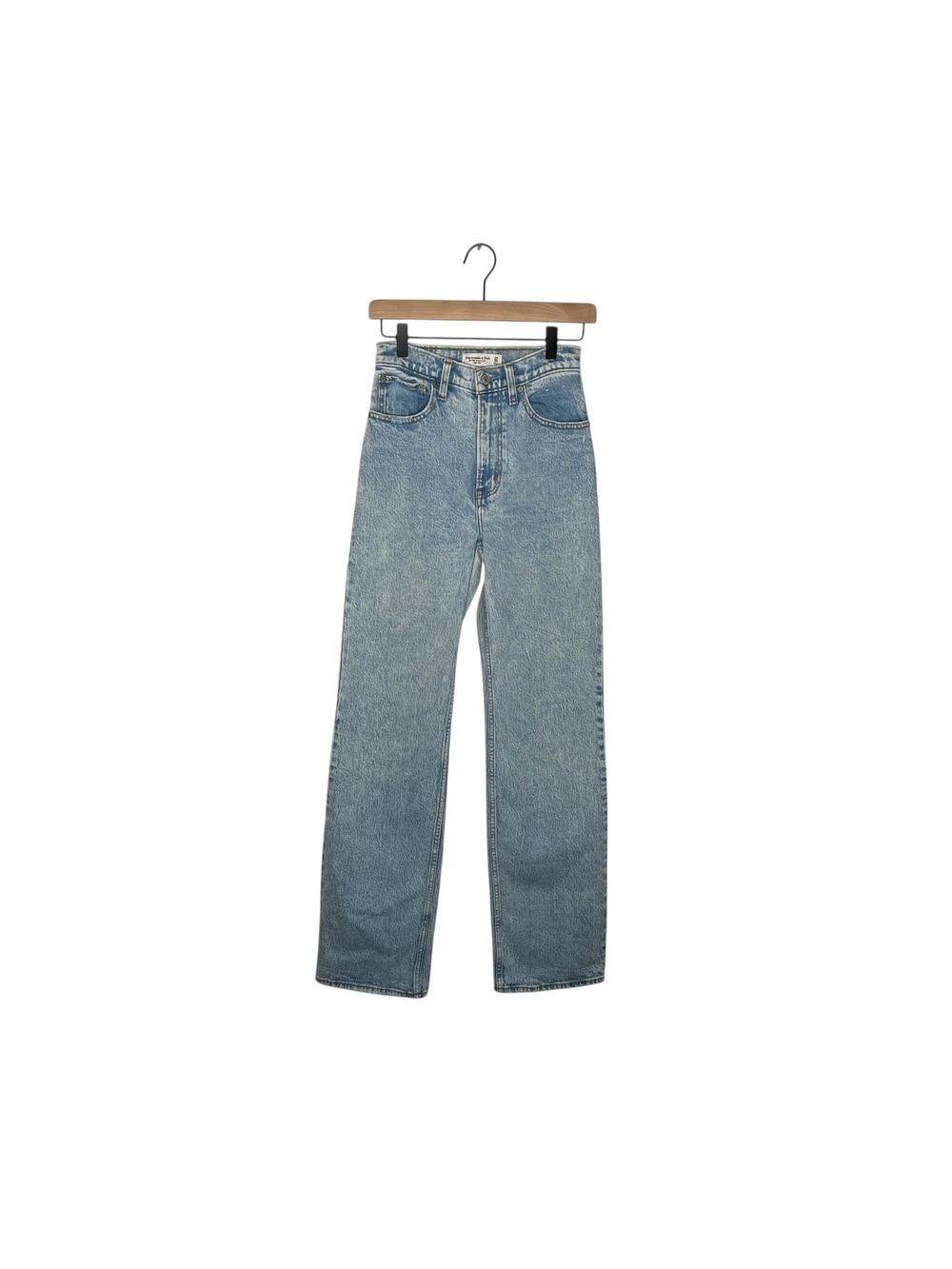 ABERCROMBIE & FITCH The 90's Relaxed Jeans High Rise Acid Wash Light Blue